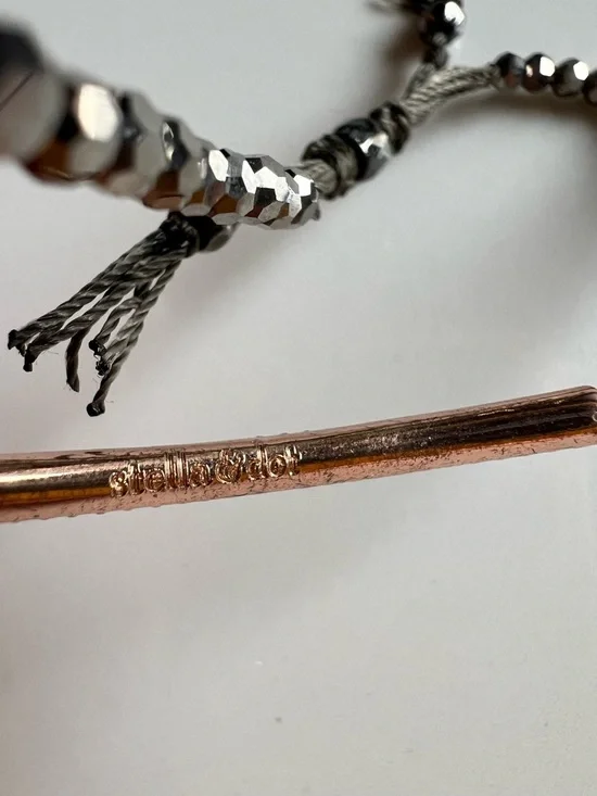 Stella & Dot Hematite Bead Bracelet with Gold Pave Bar - Picture 4 of 4